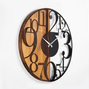 Wallity Dekoratívne nástenné hodiny WILLIE CONTRAST 56 cm orech/čierne