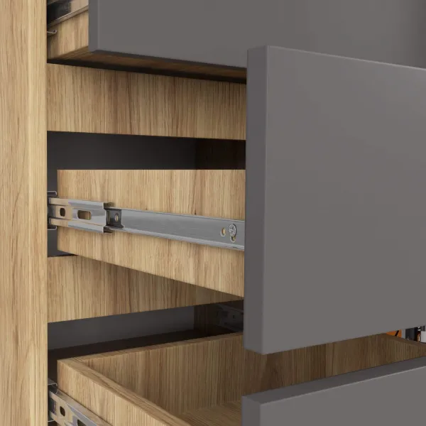 Ak furniture Komoda JERRY 80 cm 1 dvere 5 zásuviek dub artisan/antracitovo šedá