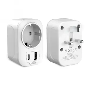 Tech-Protect TA100 cestovný adaptér UK / EU, biely