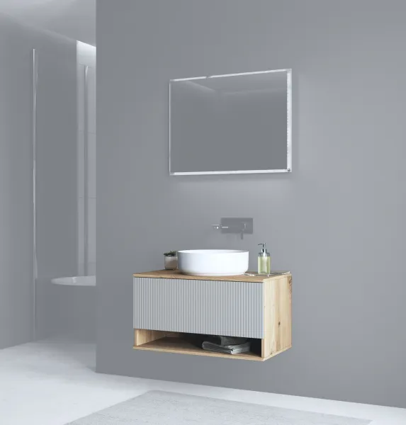 HALMAR Závěsná skříňka pod umyvadlo Aviola 1S 80 cm dub artisan/kašmír