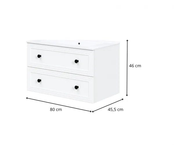 HALMAR Závěsná skříňka pod umyvadlo Toreto 2S 80 cm bílá