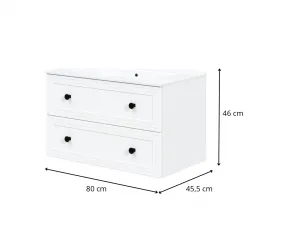 HALMAR Závěsná skříňka pod umyvadlo Toreto 2S 80 cm bílá
