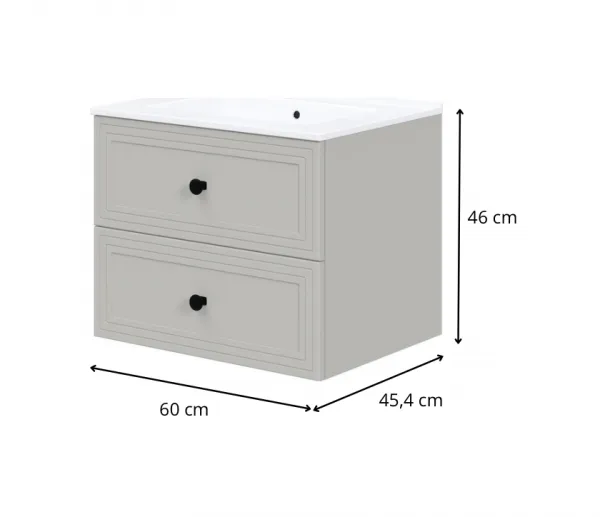 HALMAR Závěsná skříňka pod umyvadlo Toreto 2S 60 cm kašmírová