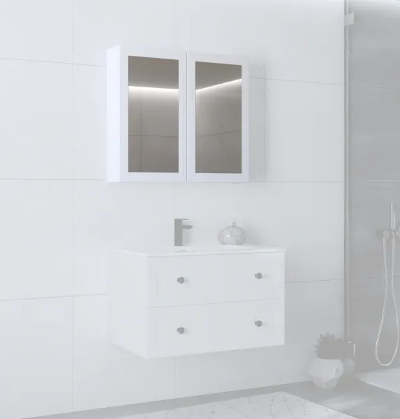 HALMAR Závěsná koupelnová skříňka se zrcadlem Toreto 80 cm bílá