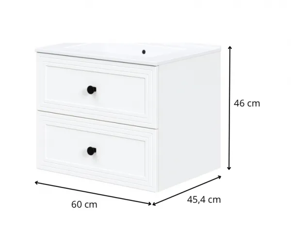 HALMAR Závěsná skříňka pod umyvadlo Toreto 2S 60 cm bílá