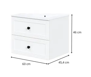 HALMAR Závěsná skříňka pod umyvadlo Toreto 2S 60 cm bílá