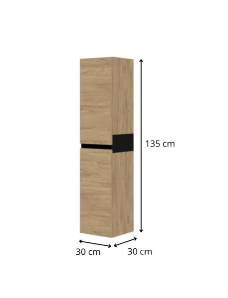 HALMAR Závěsná vysoká koupelnová skříňka Duesa 2D 134 cm dub zlatý
