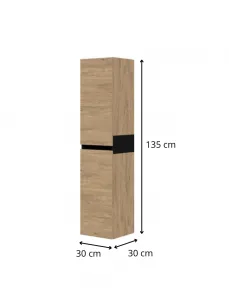 HALMAR Závěsná vysoká koupelnová skříňka Duesa 2D 134 cm dub zlatý