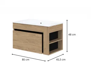 HALMAR Závěsná skříňka pod umyvadlo Duesa 1S 80 cm dub zlatý
