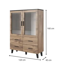 HALMAR Vitrína Lotta 120 cm černá/dub wotan