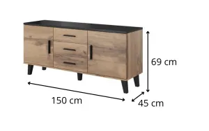 HALMAR TV stolek Lotta II 150 cm dub wotan/černý