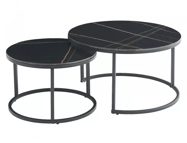 Signal Sada 2 ks konferenčních stolků Ferrante černý mramor/černá