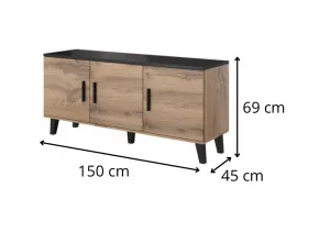 HALMAR TV stolek Lotta I 150 cm dub wotan/černý