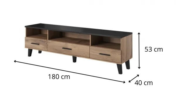 HALMAR TV stolek Lotta 180 cm dub wotan/černý