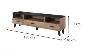 HALMAR TV stolek Lotta 180 cm dub wotan/černý