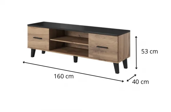 HALMAR TV stolek Lotta 160 cm dub wotan/černý
