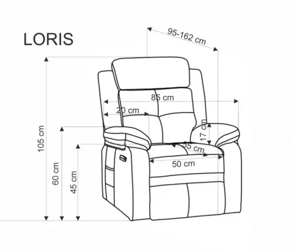 Elektrické polohovacie kreslo s USB LORIS Halmar