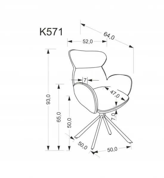 Otočné jedálenské kreslo K571 Halmar
