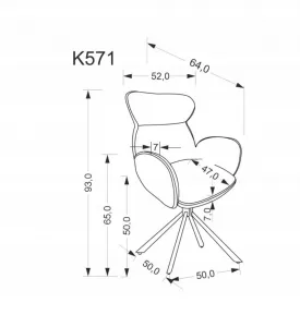 Otočné jedálenské kreslo K571 Halmar