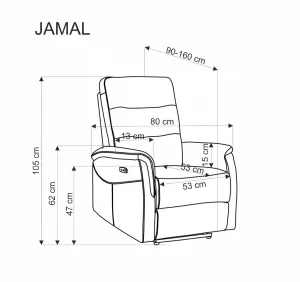Elektrické polohovacie kreslo s USB JAMAL Halmar