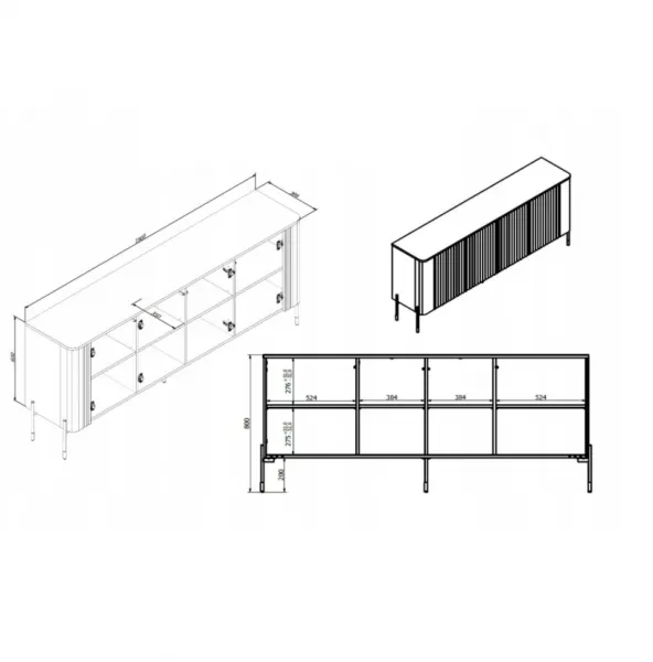 HALMAR Komoda Vera 190 cm černá