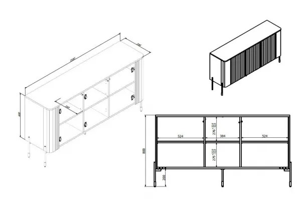 HALMAR Komoda Vera 150 cm kašmírová
