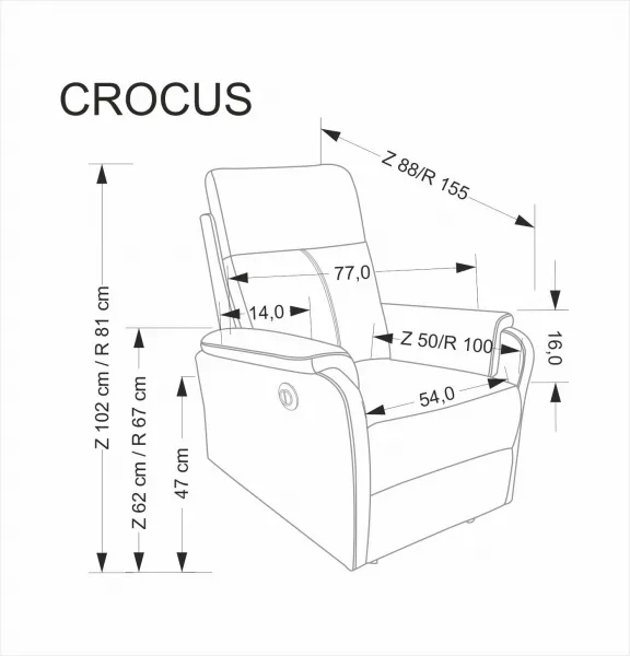 Elektrické polohovacie kreslo CROCUS Halmar