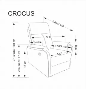 Elektrické polohovacie kreslo CROCUS Halmar