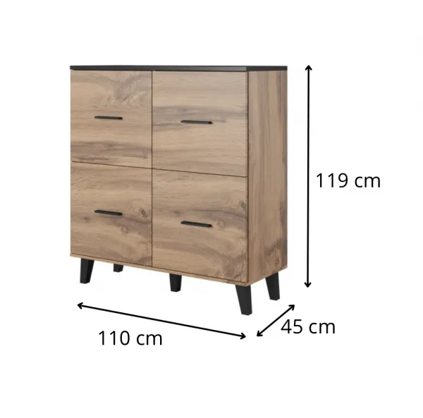HALMAR Komoda Lotta 110 cm dub wotan/černá