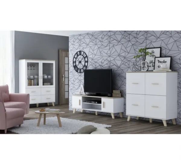 CAMA MEBLE Lotta 110 4D komoda biela / dub sonoma