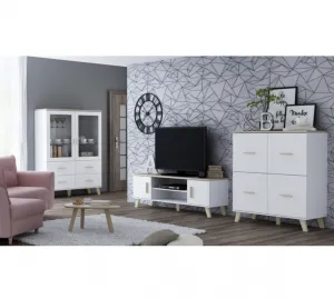 CAMA MEBLE Lotta 110 4D komoda biela / dub sonoma