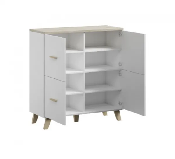 CAMA MEBLE Lotta 110 4D komoda biela / dub sonoma