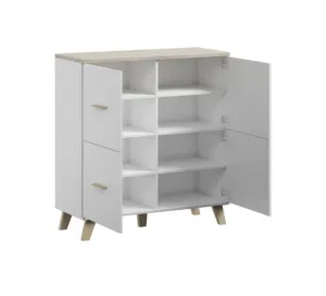 CAMA MEBLE Lotta 110 4D komoda biela / dub sonoma