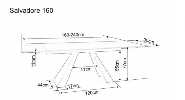 Signal Jídelní rozkládací stůl Salvadore I 160/240 cm černý