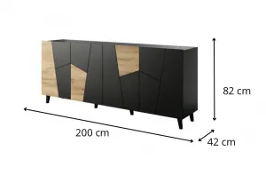 HALMAR Komoda Etna 200 cm černá/dub craft