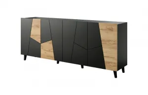 HALMAR Komoda Etna 200 cm černá/dub craft