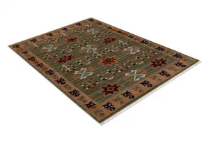 Koberec KESHAN, strapce 6902/53533 zelený / terakota