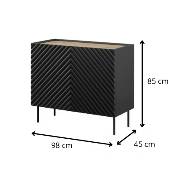 HALMAR Komoda Onda 2D čierna/dub artisan