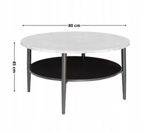 Signal Konferenčný stolík Ella 80 cm biely mramor/čierny