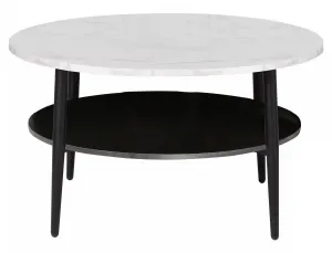 Signal Konferenčný stolík Ella 80 cm biely mramor/čierny