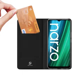 DUX DUCIS Skin Pro knižkové kožené puzdro na Realme Narzo 50A, čierne