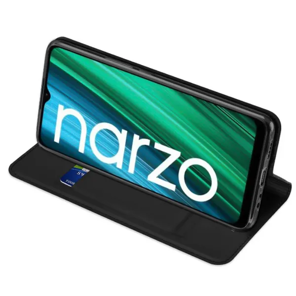 DUX DUCIS Skin Pro knižkové kožené puzdro na Realme Narzo 50A, čierne