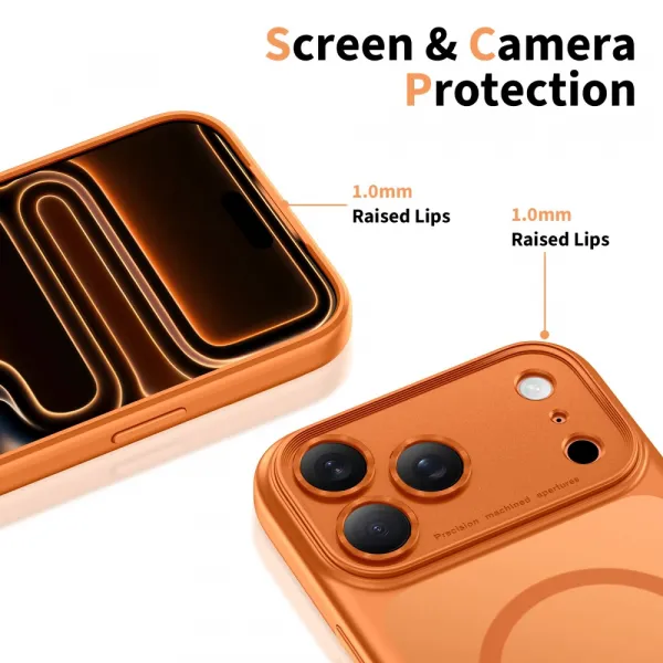 Tech-Protect MagPeak MagSafe CC kryt na iPhone 17 Pro Max, matný oranžový