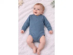 Eevi Chlapčenské rebrované body s dlhým rukávom Farba: Modrá, Veľkosť: 98
