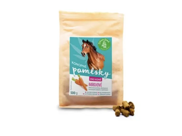Konopné maškrty pre kone – príchuť mrkva - 500 g - Zelená Země
