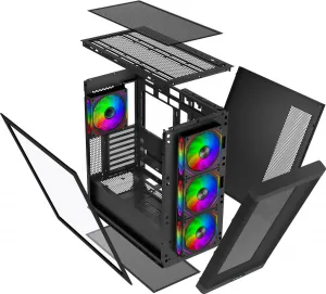 EVOLVEO Scorpio, Big Tower/4x ARGB/sklo+mřížka