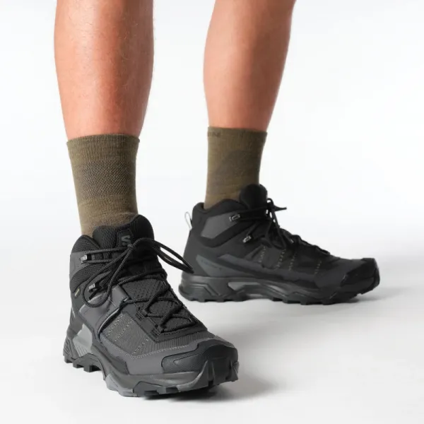 Pánska členková turistická obuv SALOMON X Ultra 5 Mid GTX M black asphalt castlerock