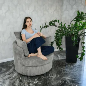 Relaxačné otočné kreslo, svetlosivá, SALTER