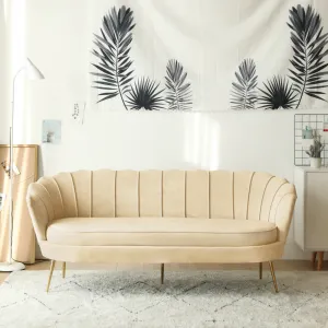 Luxusná pohovka, 3-sed, béžová Velvet látka/zlatá, Art-deco, NOBLEO TYP 2