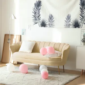 Luxusná pohovka, 3-sed, béžová Velvet látka/zlatá, Art-deco, NOBLEO TYP 2